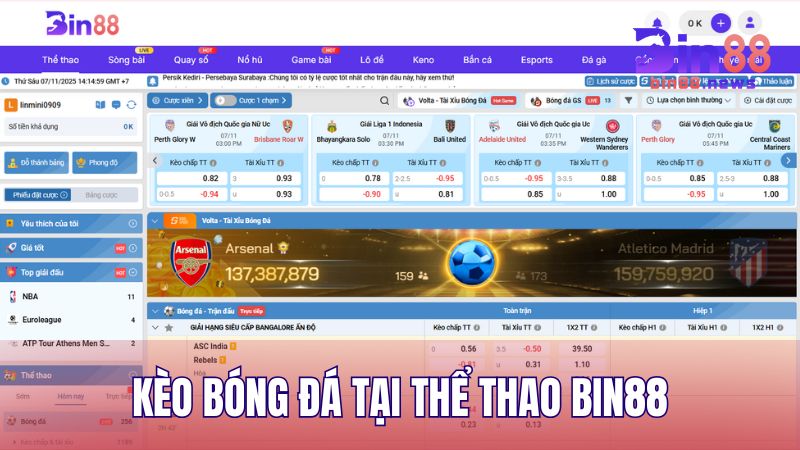 BIN88 cung cấp kèo bóng đá hấp dẫn theo thời gian thực