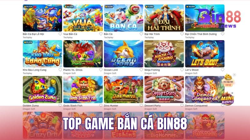 Top những trò chơi bắn cá đại dương BIN88 hấp dẫn nhất mà bạn nên thử