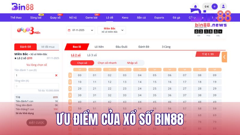 Những ưu điểm nổi bật giúp sảnh xổ số tại BIN88 nổi tiếng