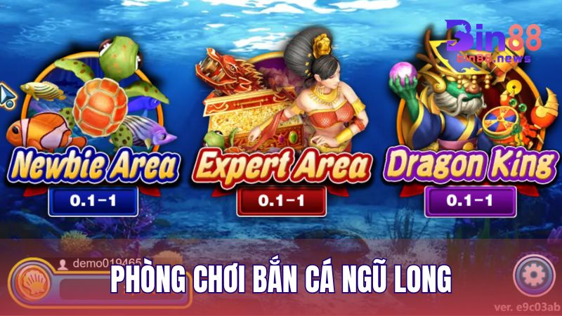 Hệ thống phòng chơi trong săn cá Ngũ Long phù hợp nhiều cấp độ